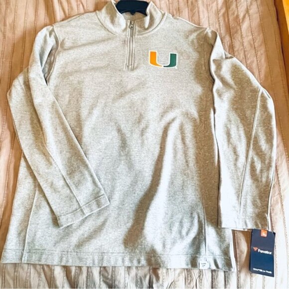 π NWT Miami Hurricanes Fanatics Quarter-Zip Jacket β Heather Gray β Men's L - Picture 10 of 10